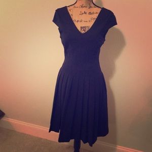 Navy White House Black Market fit and flare dress